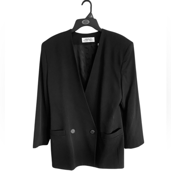 ELLEN TRACY Wool Blazer Double Breasted Single Button BLACK SIZE 12 Gothic EUC - Picture 2 of 10